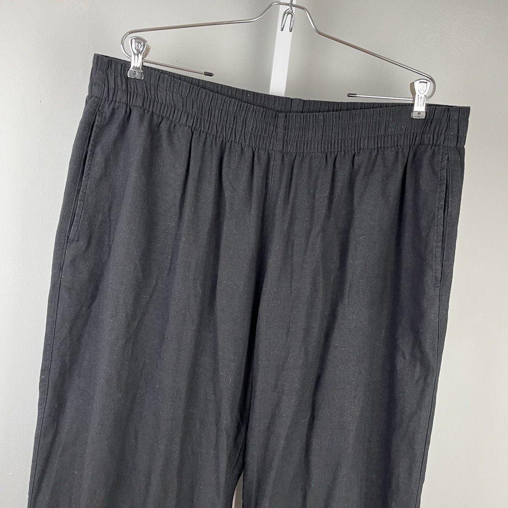 Old Navy Linen Blend Wide Leg Pants Womens XL Black Pull On High Rise Coastal